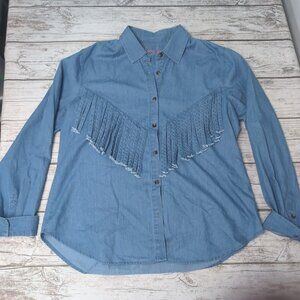 Sherry Cervi by Resistol Denim Fringe Womens Western Shirt